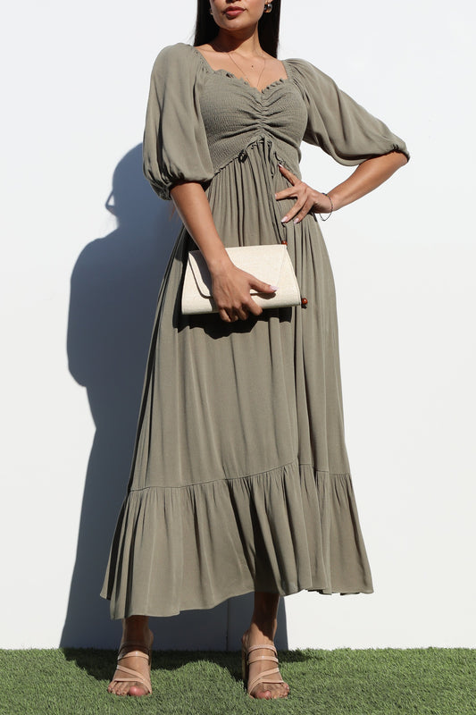 Daniela Smocked Top Woven Long Dress