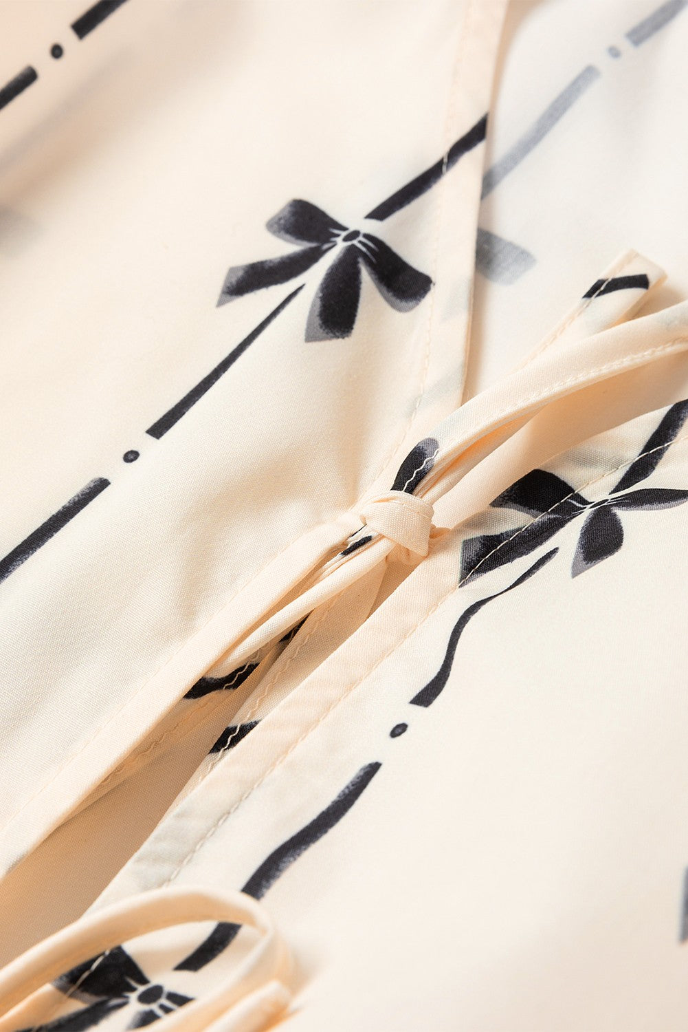 Bow Printed Tie Closure Ruffled Vest