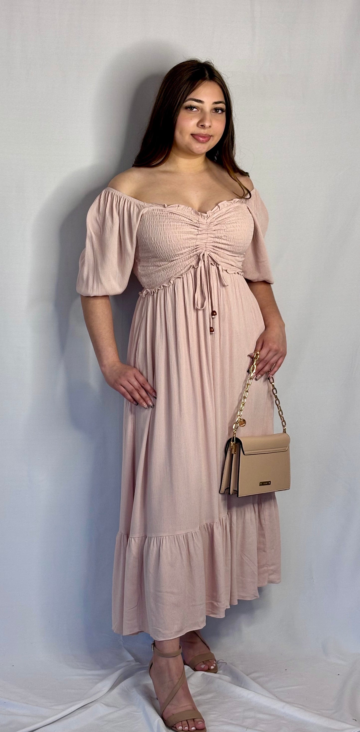 Daniela Smocked Top Woven Long Dress