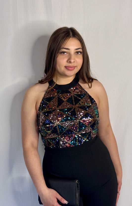 Abigail Sequins Top Detailed Fashion Jumpsuit