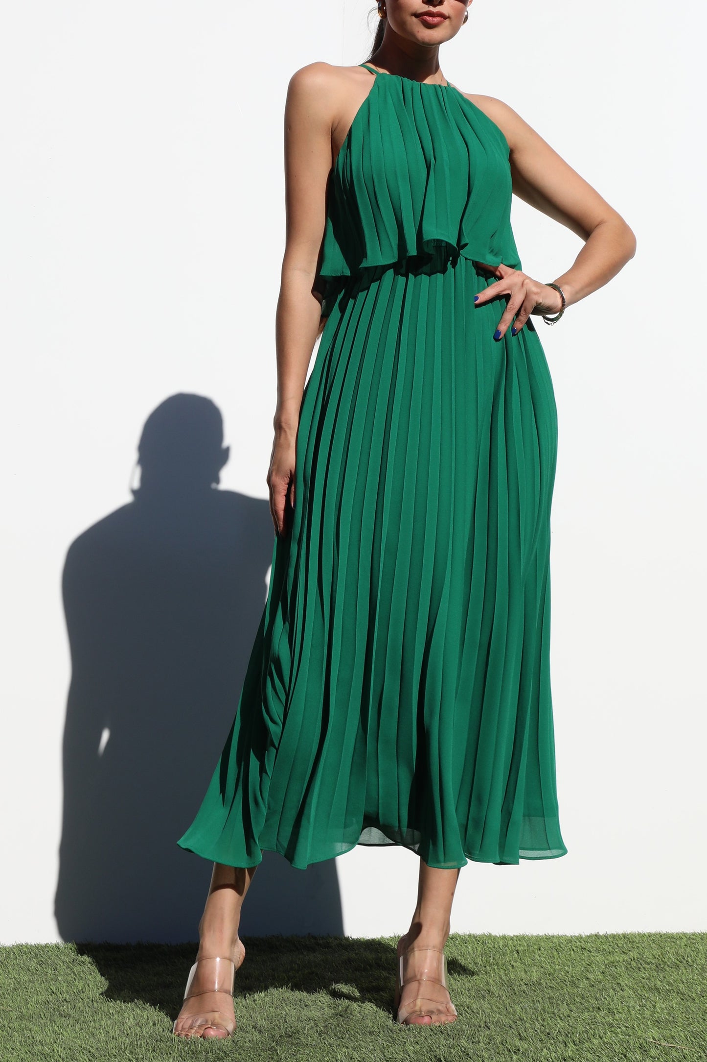 Dalila Pleated Woven Midi Dress
