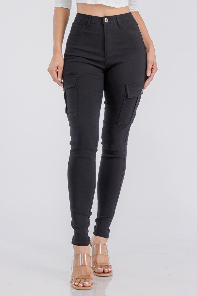 High Waisted Super Strech Cargo Skinny Pants