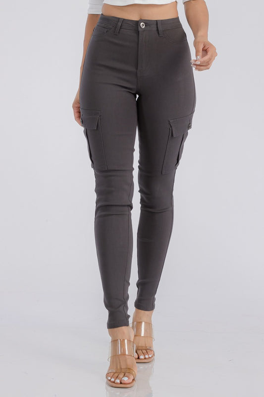 High Waisted Super Strech Cargo Skinny Pants