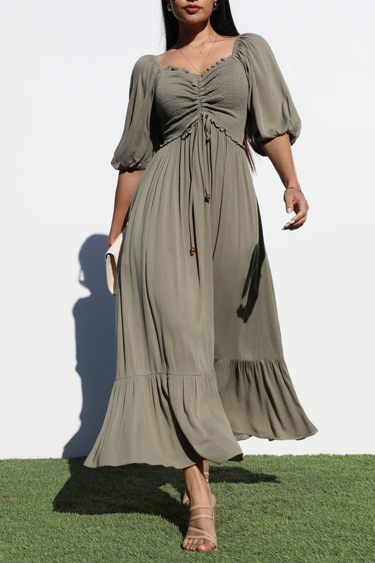 Daniela Smocked Top Woven Long Dress
