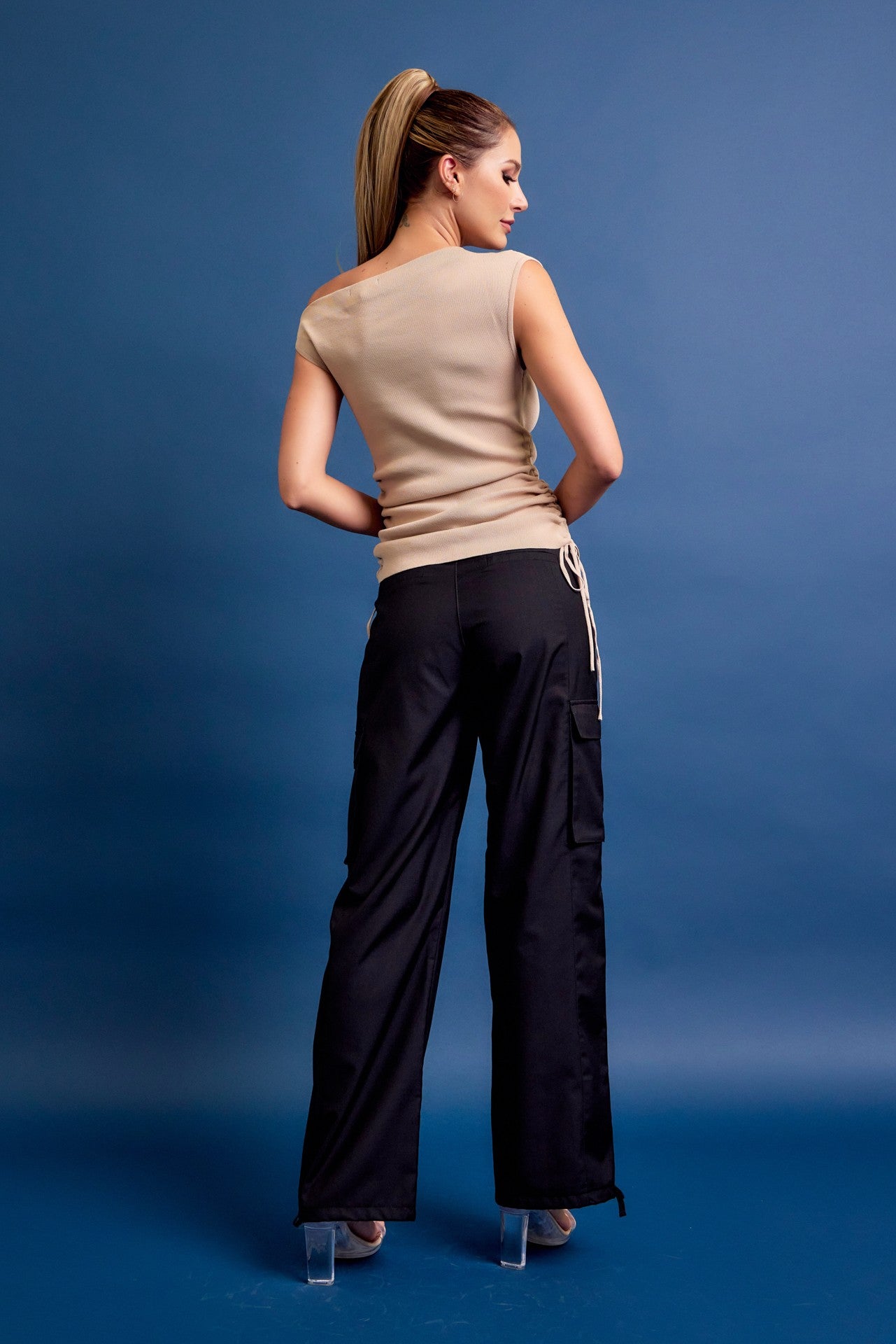 Lily Sleeveless Knit Top With Drawstring